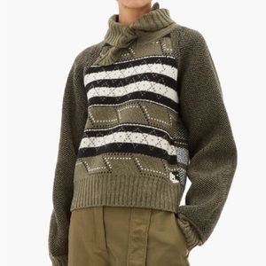 GANNI Tie-neck Fair Isle Wool-blend Sweater